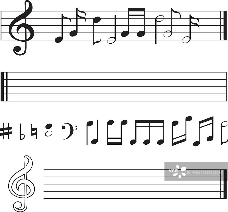 黑白音符合集图片素材