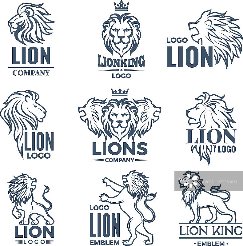带有狮子图案的奢华logo或徽章套装图片素材
