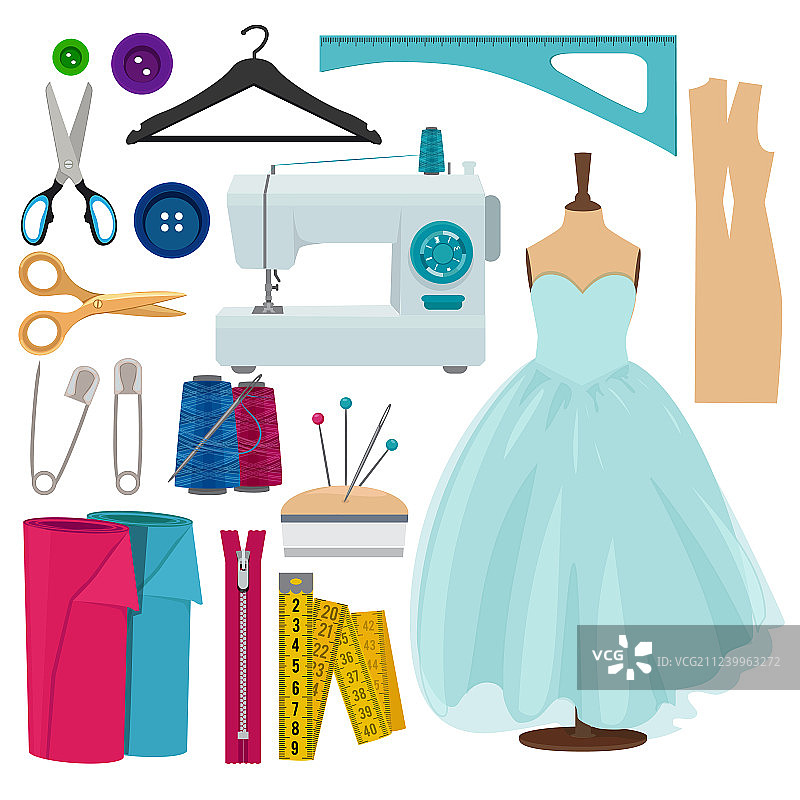 白色背景上的缝纫工具图片图片素材