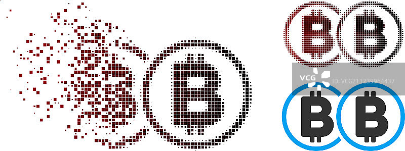 移动像素半色调双比特币图标图片素材