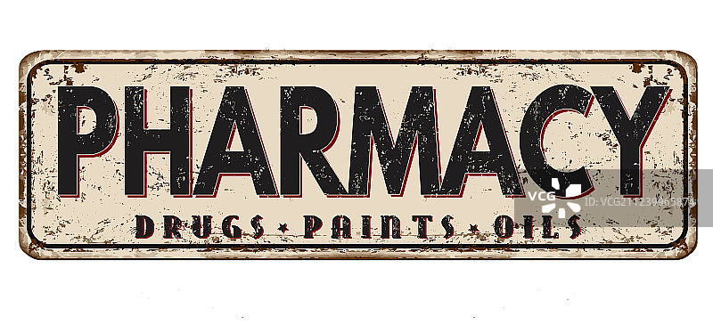 药房复古铁锈金属标志图片素材