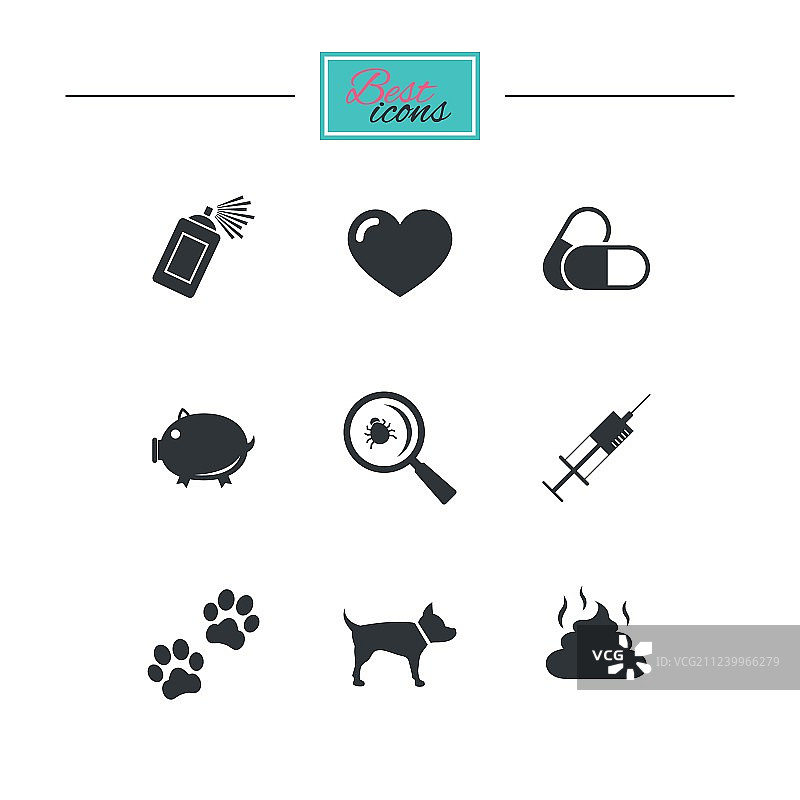 兽医宠物图标：狗爪注射器标志图片素材