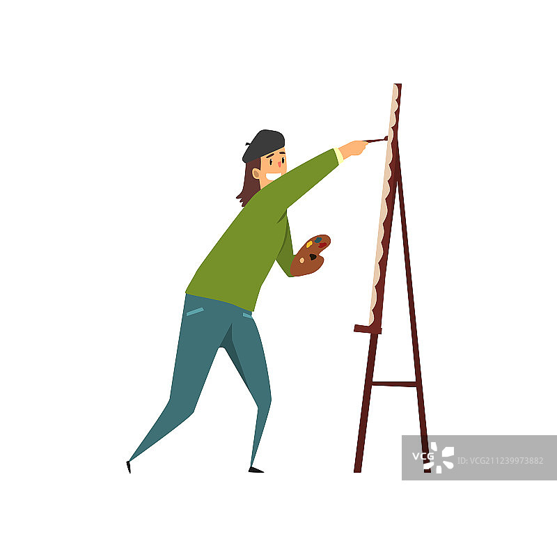 戴黑色贝雷帽的男艺术家图片素材