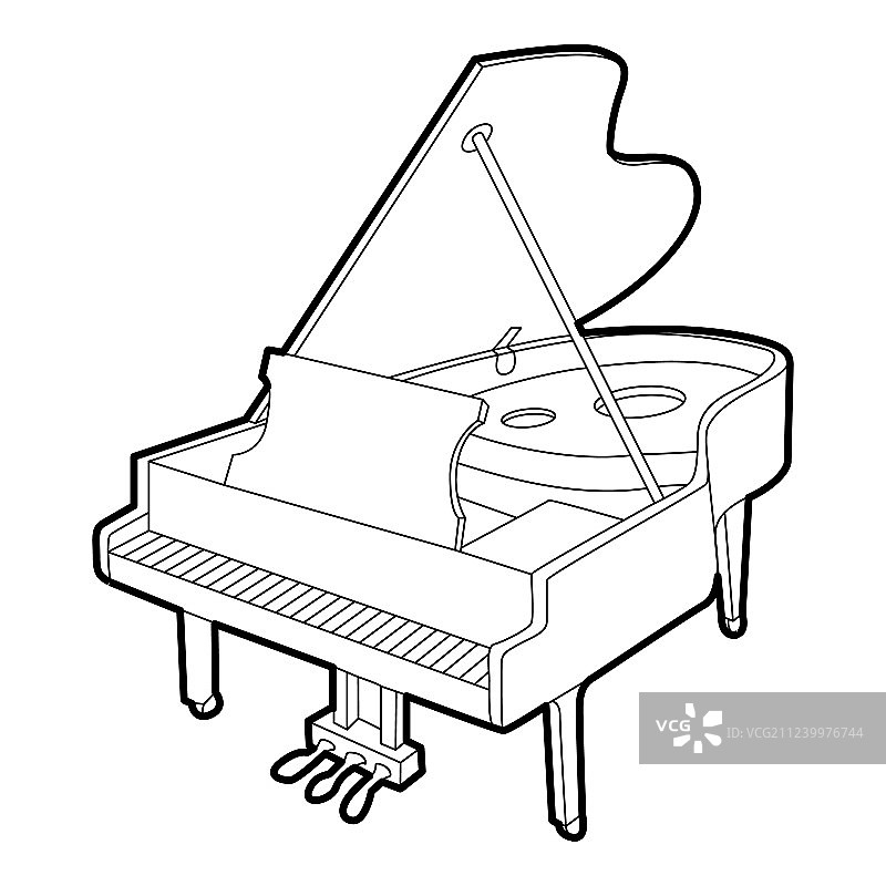 大钢琴图标轮廓2.5D风格图片素材