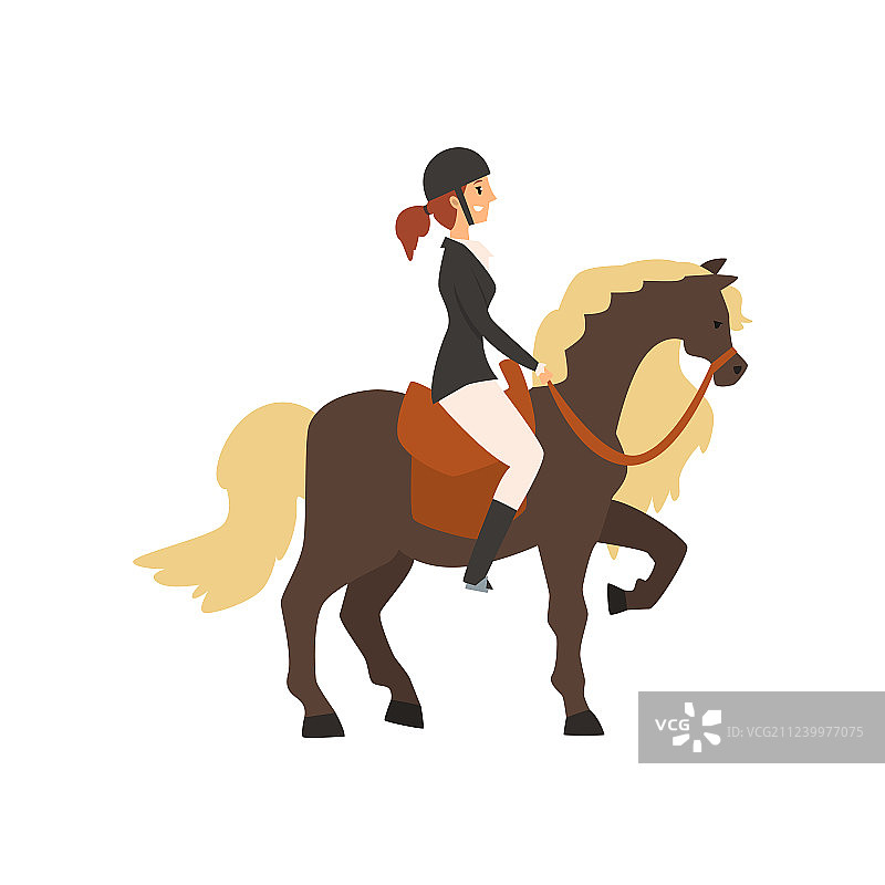 年轻女人骑马，专业马术图片素材