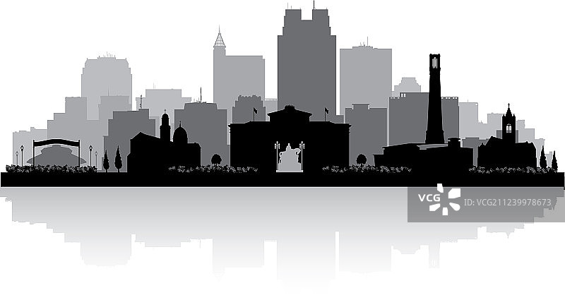 北卡罗来纳州罗利市天际线轮廓图片素材