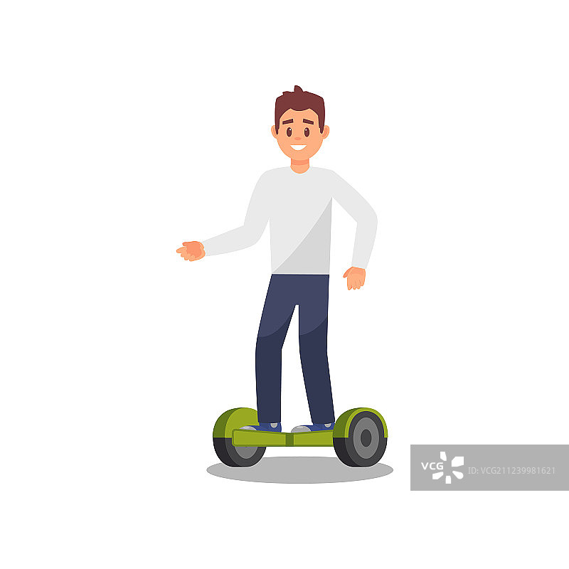 年轻男人骑平衡车，健康运动图片素材