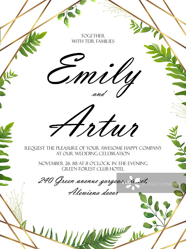 绿色蕨类森林叶子花卉卡片设计图片素材