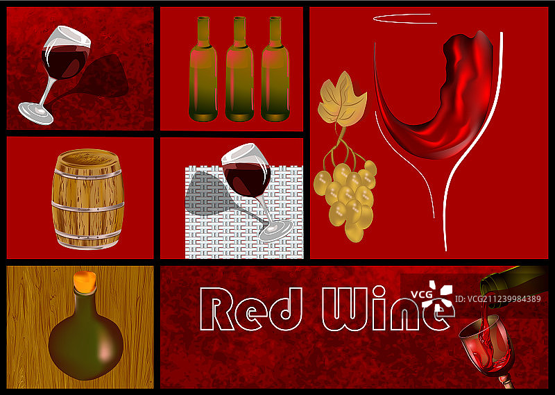 葡萄酒饮品套装设计图片素材