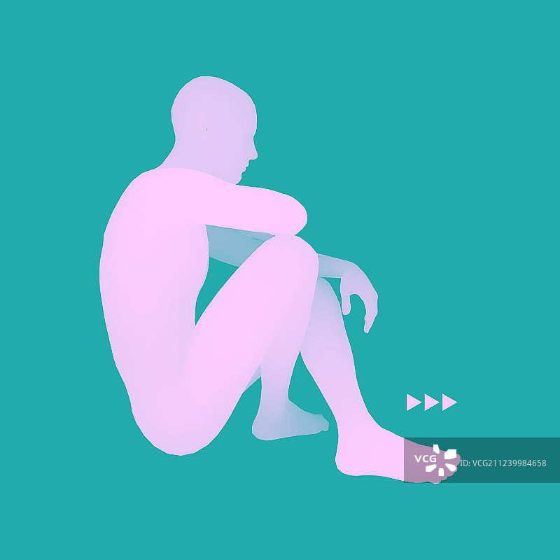 沉思者造型的3D模型男人图片素材