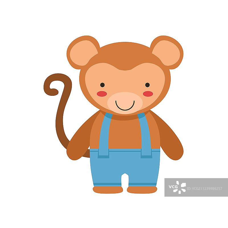 穿蓝色背带裤的可爱猴子玩具宝宝图片素材