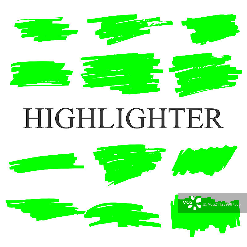 白色背景上的高光笔描边集图片素材