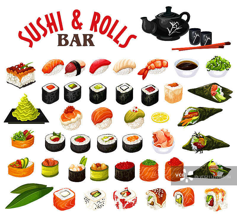 日式寿司和卷图标海鲜图片素材