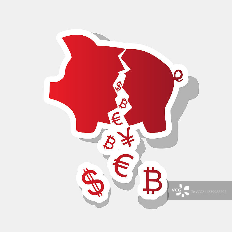 新年小猪储蓄罐红色图标图片素材