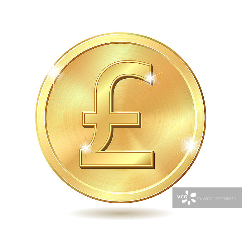带有英镑符号的金色硬币图片素材