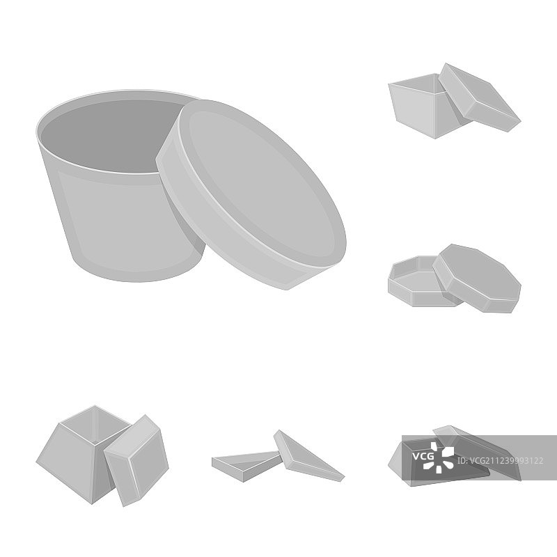 不同箱子的单色图标集图片素材