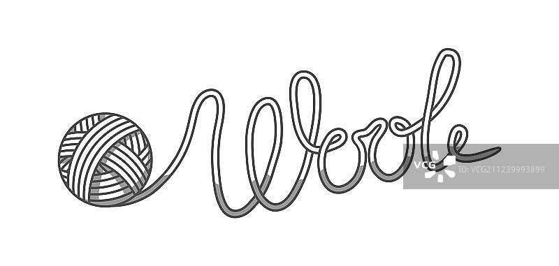 带纱线球标签的手工羊毛标志图片素材