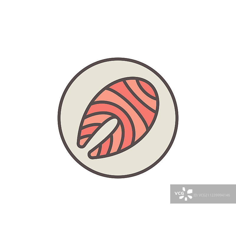 圆形彩色图标中的红色鱼排图片素材