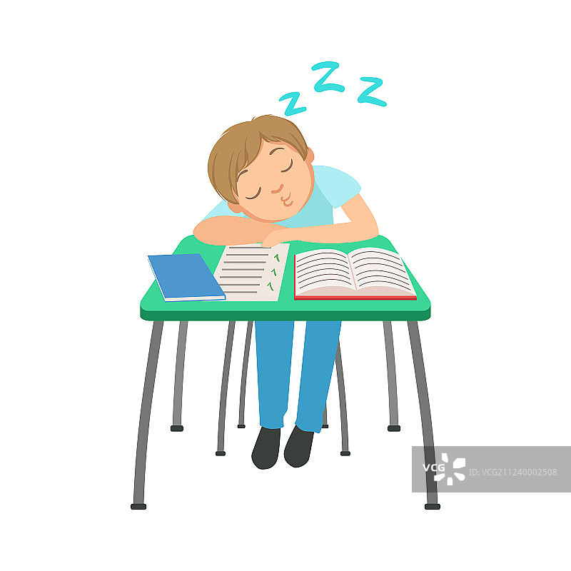 坐在教室课桌后的学童图片素材