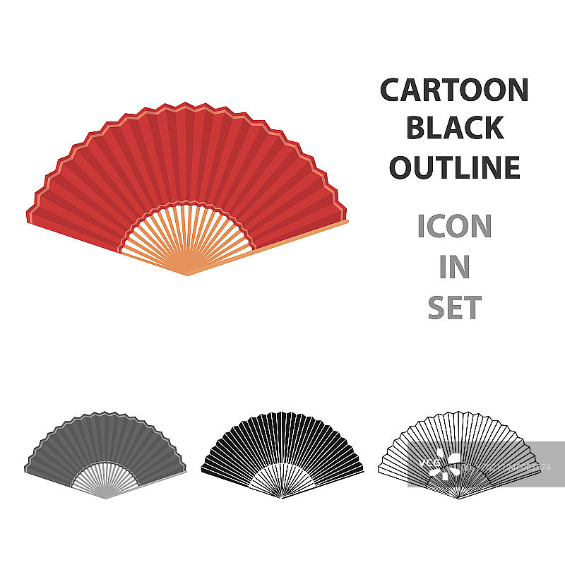 卡通风格折叠扇子图标图片素材