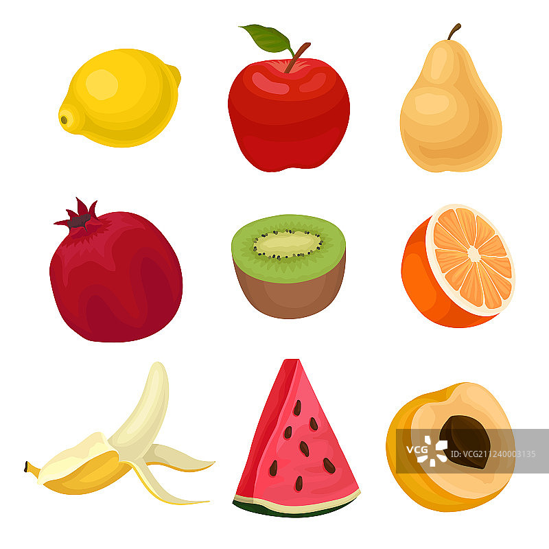 扁平风格新鲜香甜水果图片素材