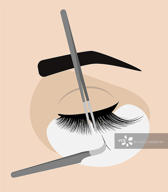 睫毛延长术及镊子操作图片素材