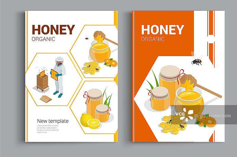 有机生蜂蜜抽象设计手册图片素材