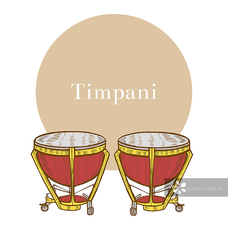 手绘风格的定音鼓图片素材
