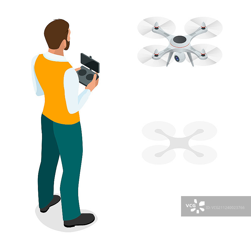 2.5D男人和无人机图片素材