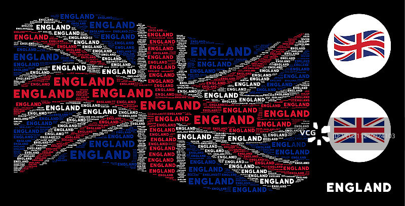 挥舞的英国国旗英格兰拼贴画图片素材