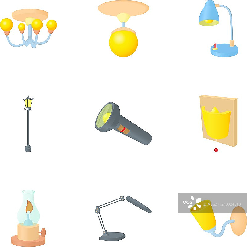 卡通风格的浅色图标集图片素材