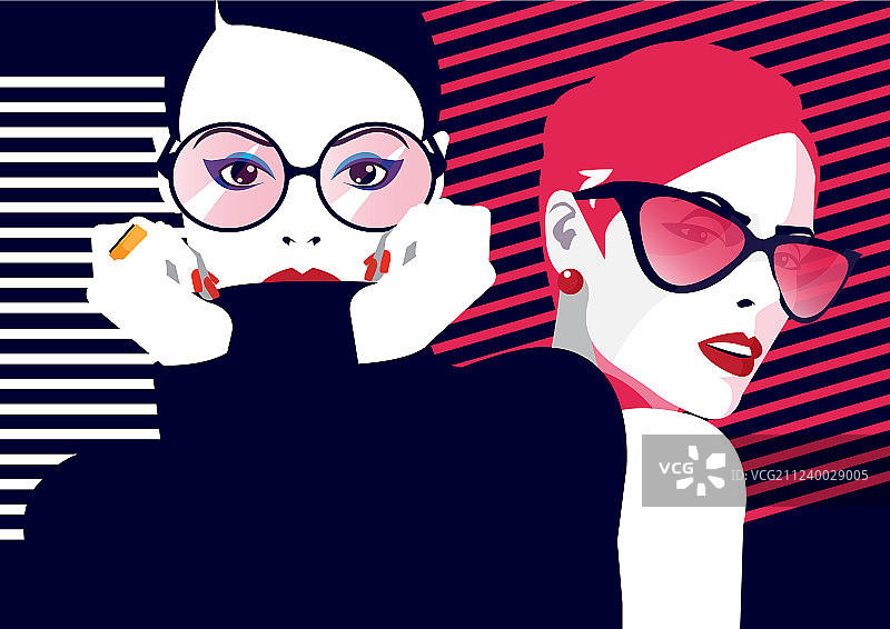 流行艺术风格的时尚女性图片素材