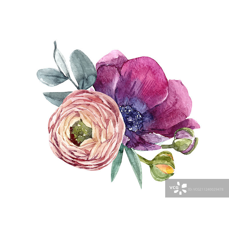 水彩花卉组合图片素材