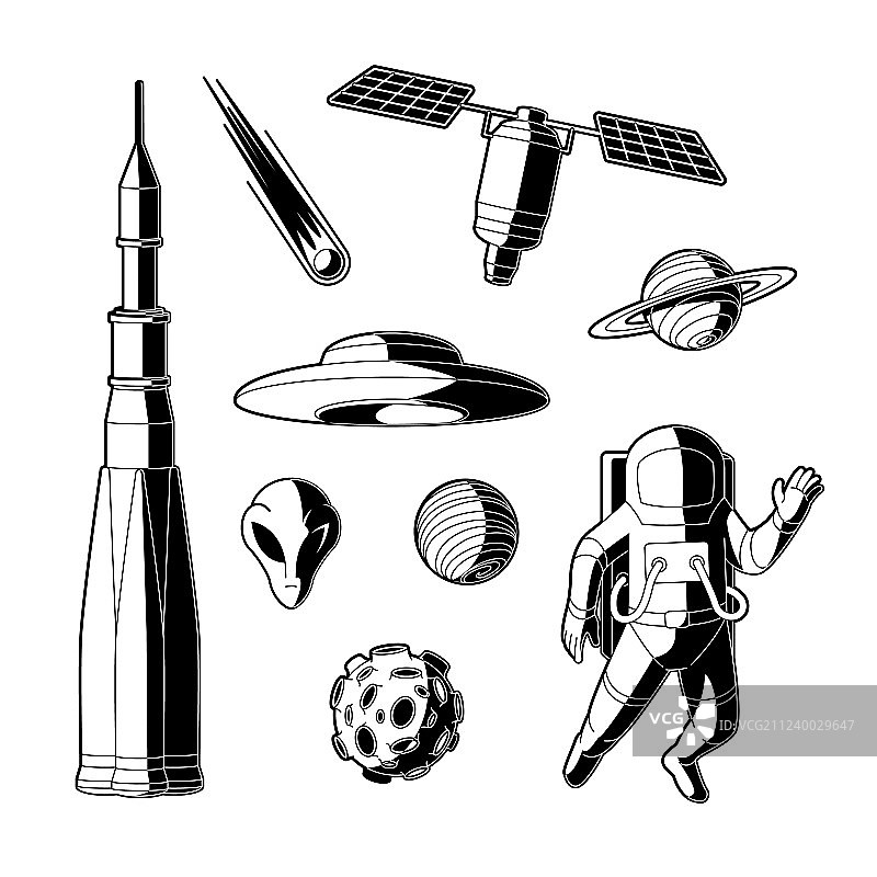 宇宙天体轮廓图标合集图片素材