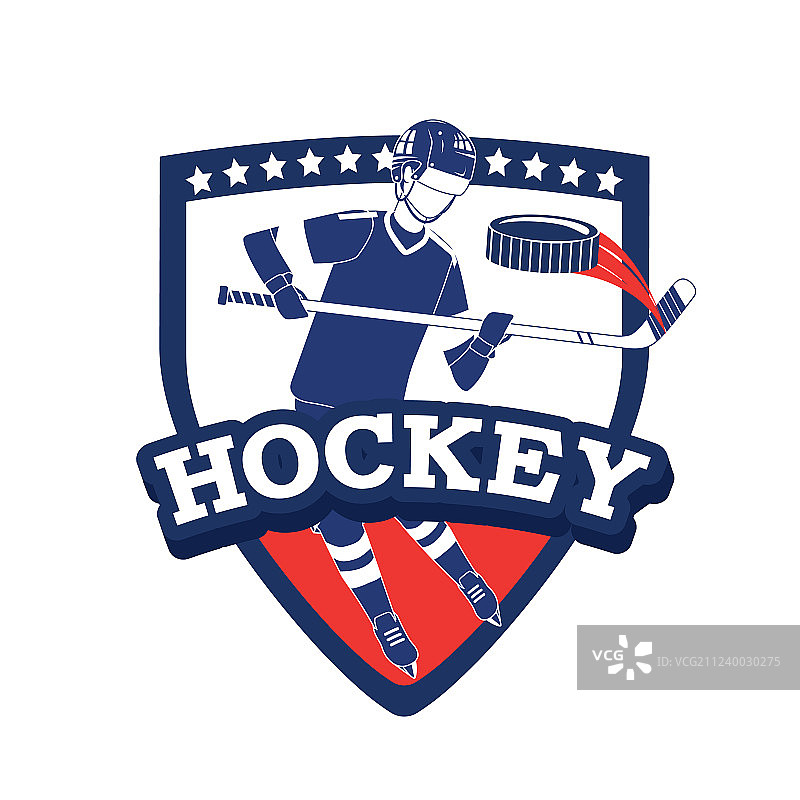 带曲棍球运动员的专业徽章图片素材