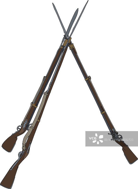 三支老式军用步枪图片素材