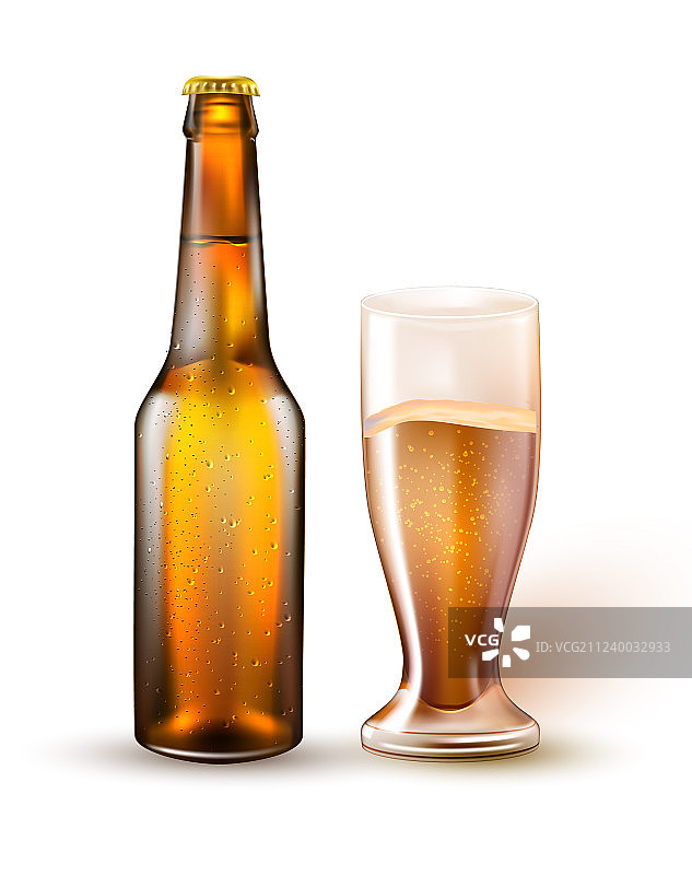 逼真啤酒瓶玻璃样机3D模型图片素材