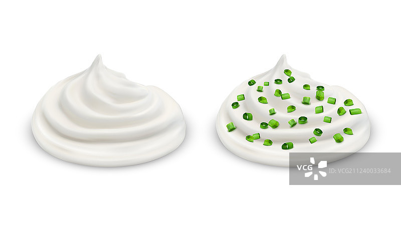 手中的酸奶油和韭菜片图片素材