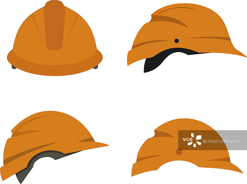 扁平风格建筑头盔图标集图片素材