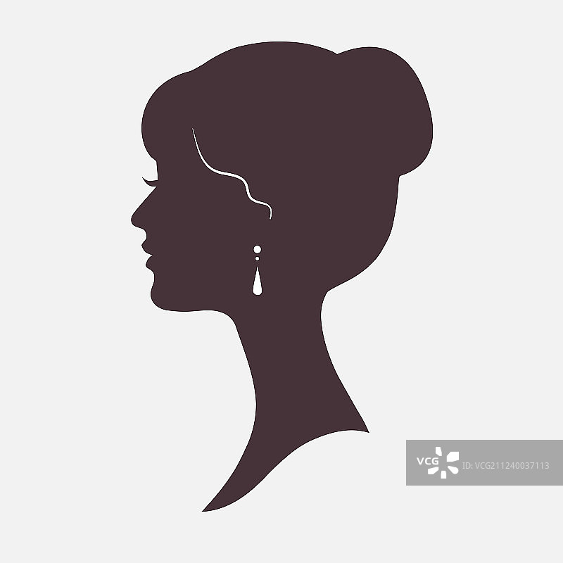 具有时尚发型的女人面部剪影图片素材