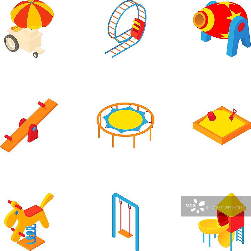 儿童游乐设施图标卡通风格图片素材