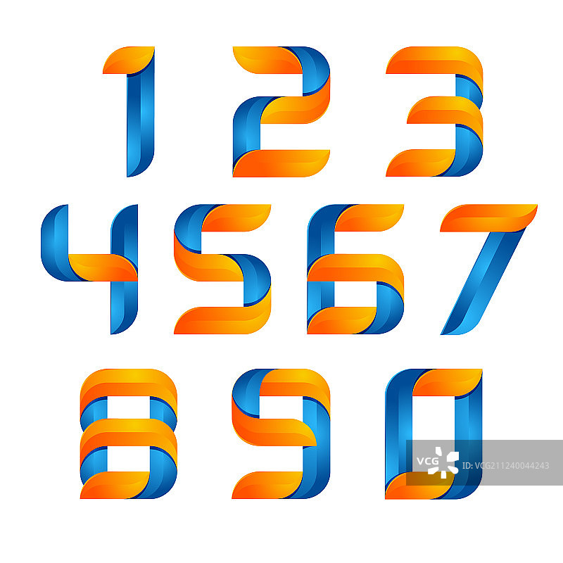 3D数字橙蓝色速度感标志图片素材