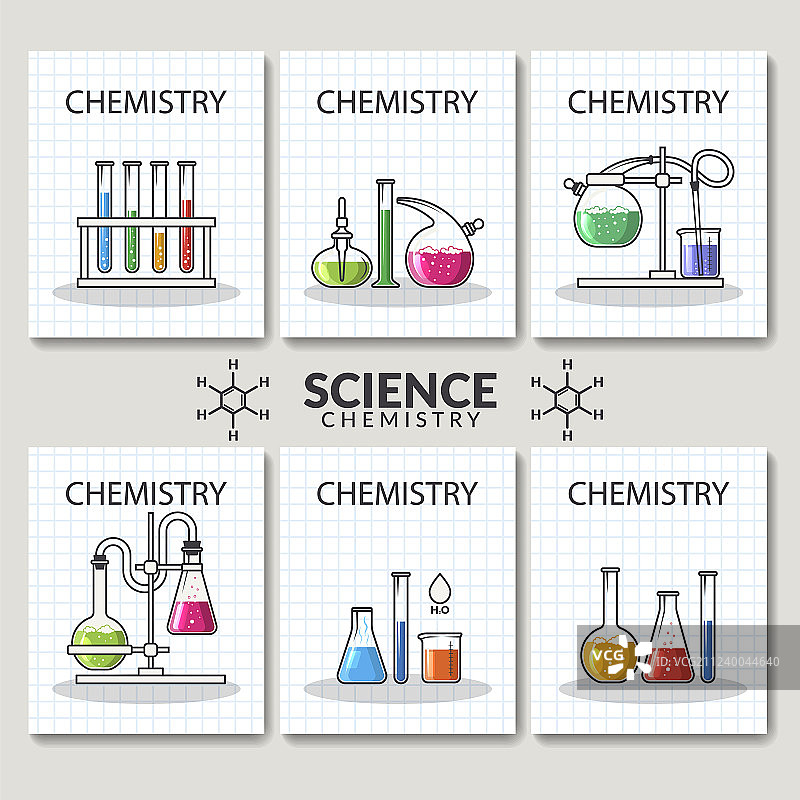科学实验室研究卡片套装图片素材