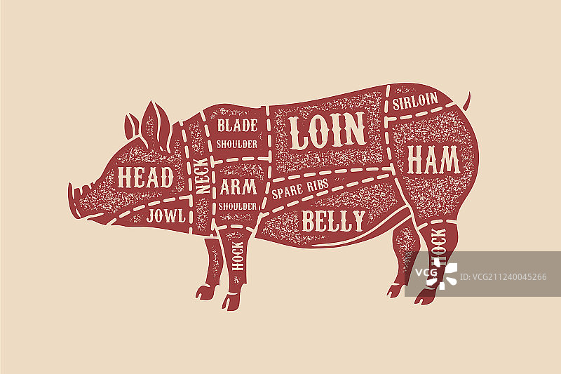 猪肉分割图设计元素图片素材