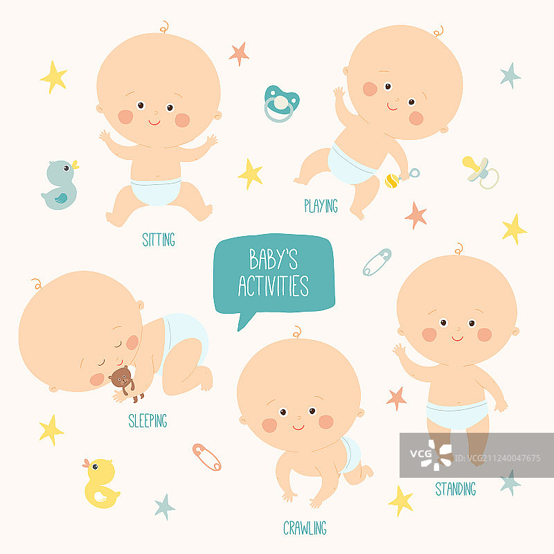 可爱0-12个月男婴姿势素材图片素材