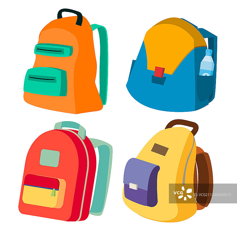 书包套装闭合背包侧视图图片素材