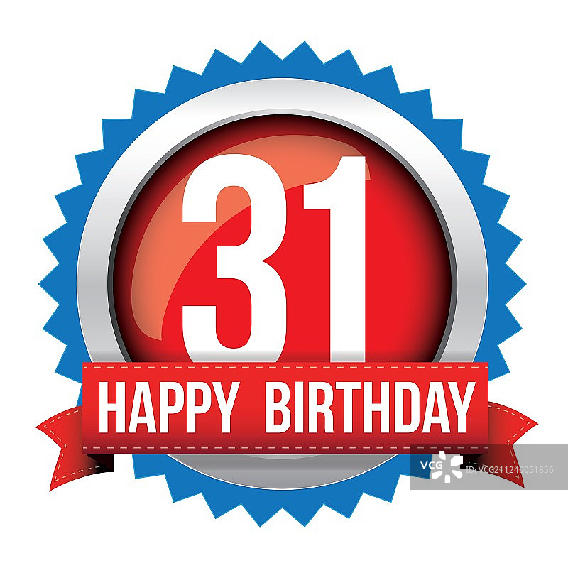 三十一岁生日快乐徽章丝带图片素材