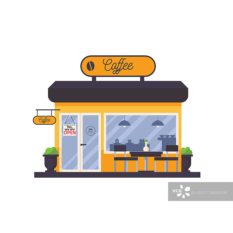 户外咖啡店门面场景图片素材