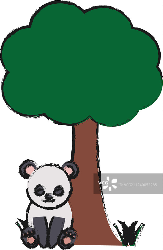 树木与熊猫图标图片素材