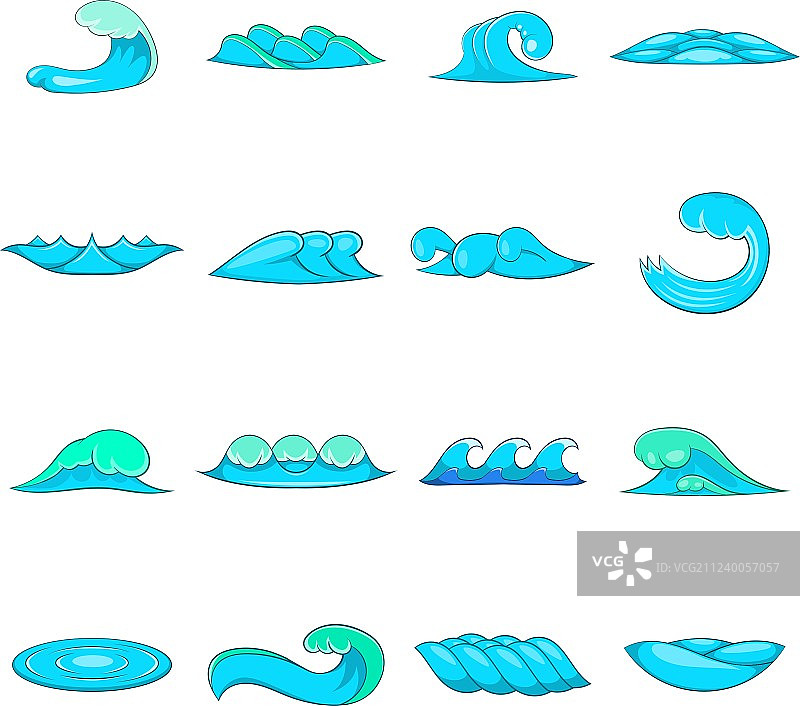 海浪图标卡通风格合集图片素材